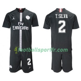 Tenue Paris Saint Germain T.Silva 2 Jordan Noir Enfant Troisieme 2018-2019 Maillot de Foot
